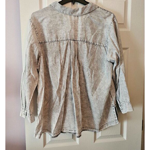 Jane & Delancey Vintage-Style Light Gray Washed Denim-Look Tunic Sz 1X Lagenlook - Picture 2 of 9